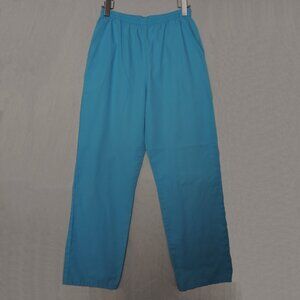 Cherokee Scrub Pants Aqua Blue Turquoise Elastic Waist 2 Pockets Size Small